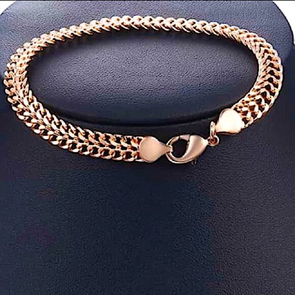 Rose Gold Double Weaving Chain Link Bracelet - Picture 4 of 6